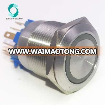 XL22S/F11-R IP67 22mm anti-vandal ring illuminated momentary 1NO 1NC stainless steel metal push button switch